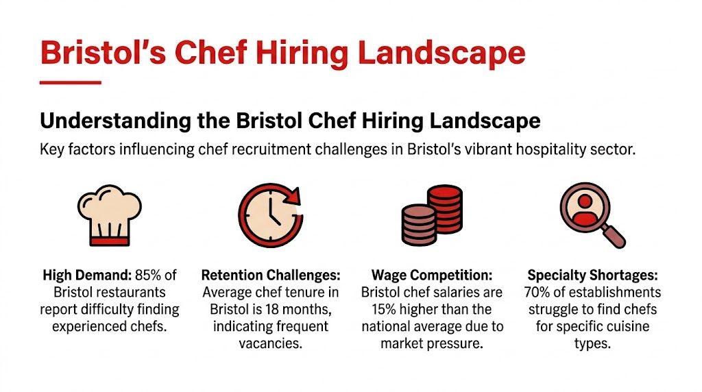 An infographic detailing the challenges of hiring chefs in Bristol's competitive hospitality restaurant industry.