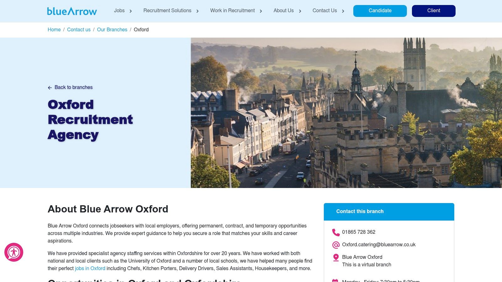 Blue Arrow, Oxford branch