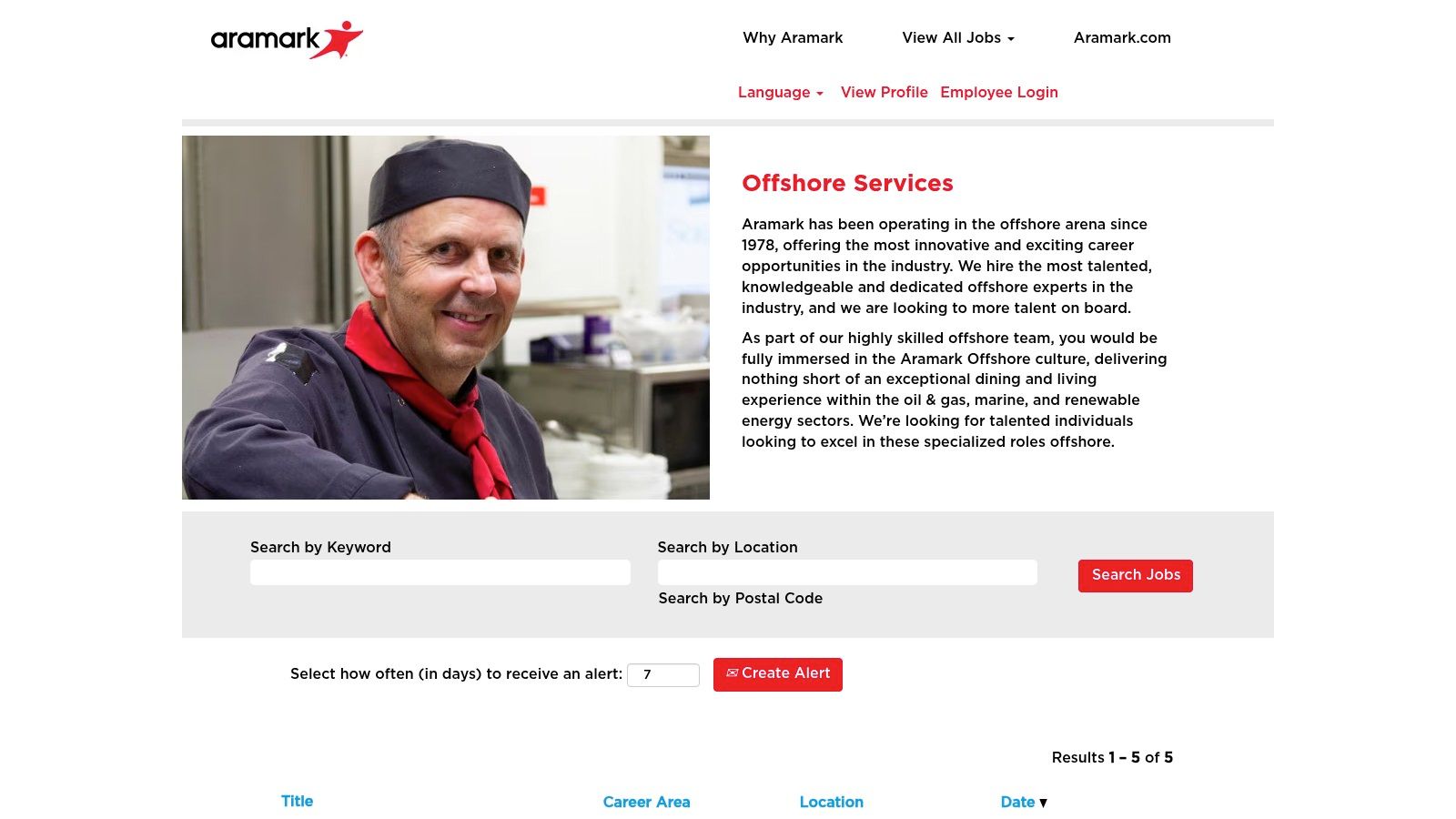 Aramark – Offshore (Northern Europe)