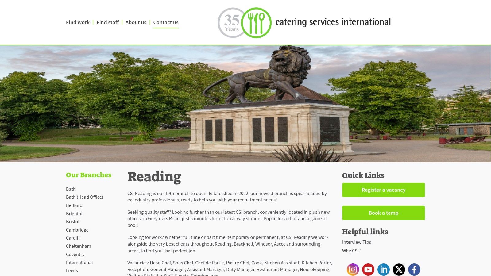 Catering Services International (CSI), Reading branch